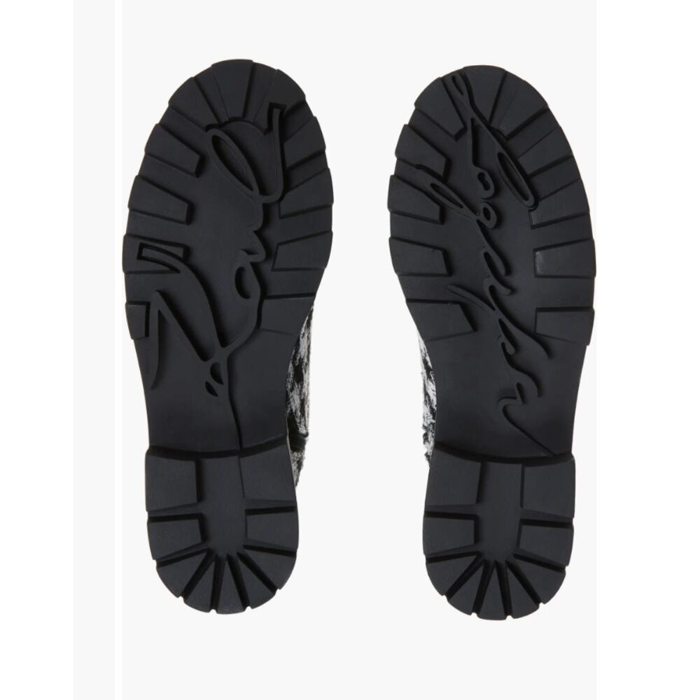 Karl Lagerfeld Paris Mela Tweed Combat Boot | Womens 6, Black White Houndstooth - Picture 6 of 7